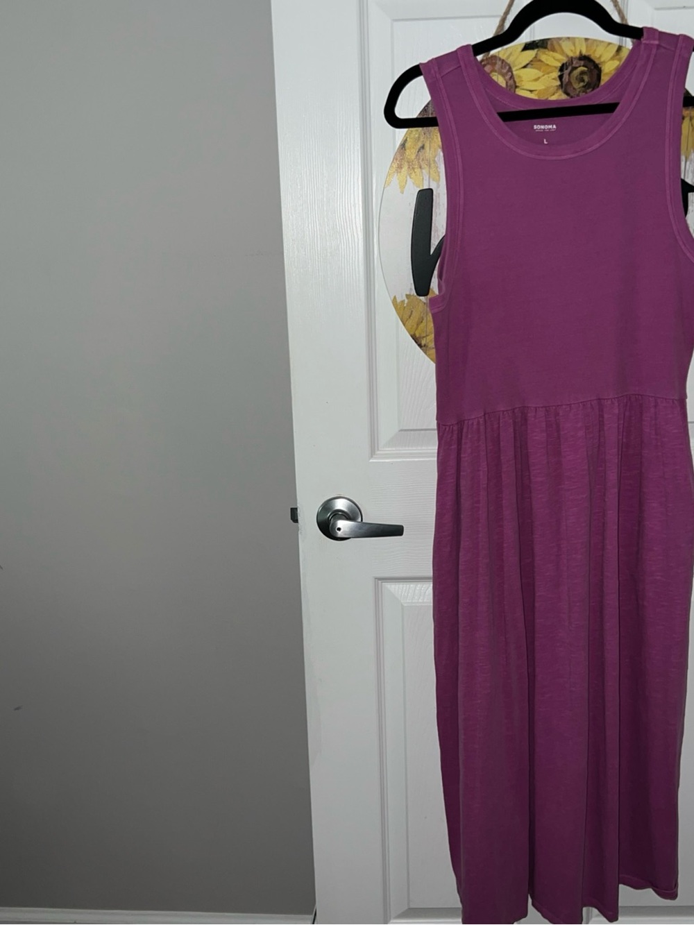 Sleeveless Magenta Midi Dress Sonoma, pockets women Large